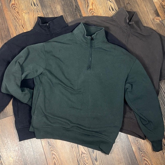 Athleta Tops - Athleta Coaster Luxe Quarter Zip Sweatshirt Lot of 3 Black Green Brown Medium